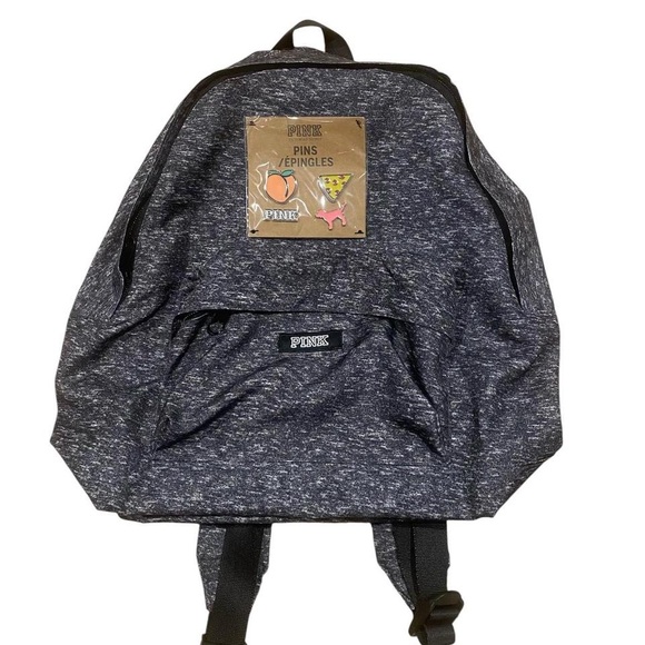 Brand new gray Victoria's Secret PINK backpack with pins - Picture 1 of 8